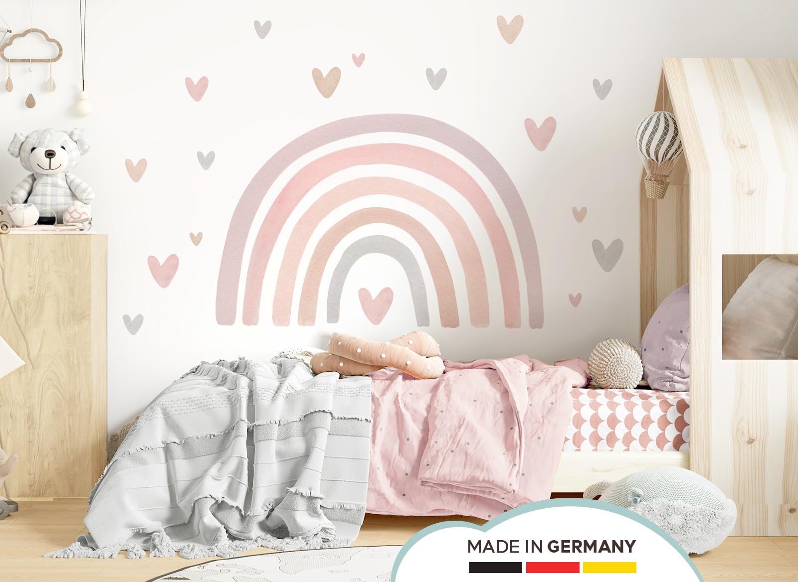Little Deco Wandtattoo Regenbogen mit Herzen violett rosa DL5089 XL