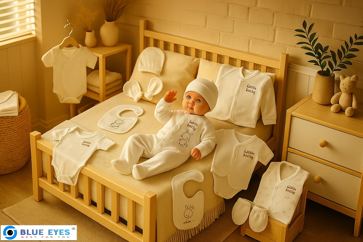 Blue Eyes Set Regalo Neonato 10 Pezzi in Cotone