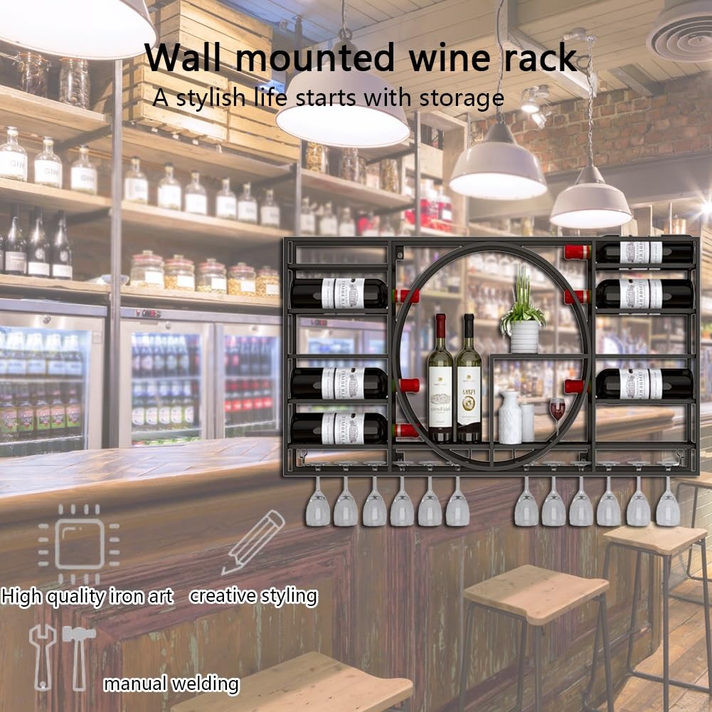 Metalowy naścienny stojak na wino z uchwytem na kieliszek nowoczesne akcesoria barowe półka do przechowywania do kuchni pływająca butelka wina nizer biały 110 x 10,9 x 62 cm