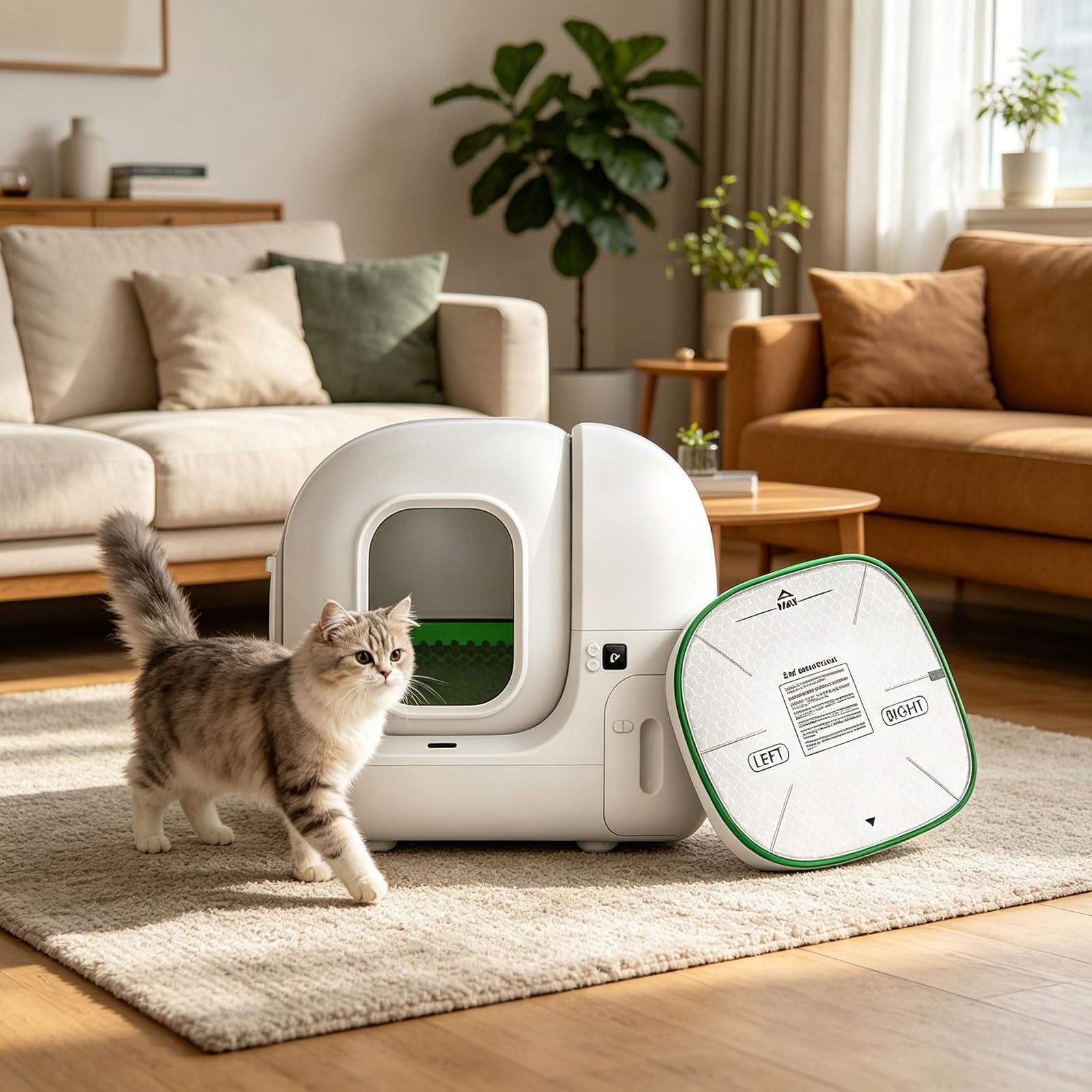 Beschichtetes Oxford Stoff Katzenklo Einsatzpolster für Katzen, geführte Installation einer Ersatzmatte für die automatische Pflege der Katzentoilette zu Hause Innenpolster Auffrischungseinsatz des