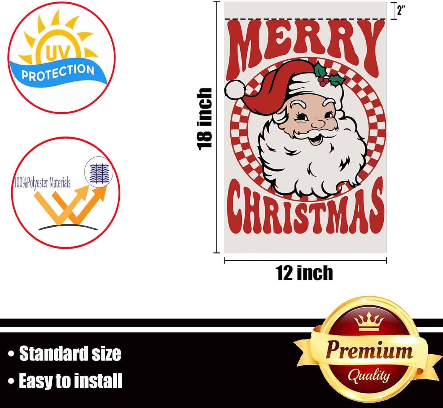 Merry Christmas Garden Flag 12x18 inch Outdoor-Double Sided Christmas Santa Claus Flag Vivid Color Polyester Yard Flags - Image 6