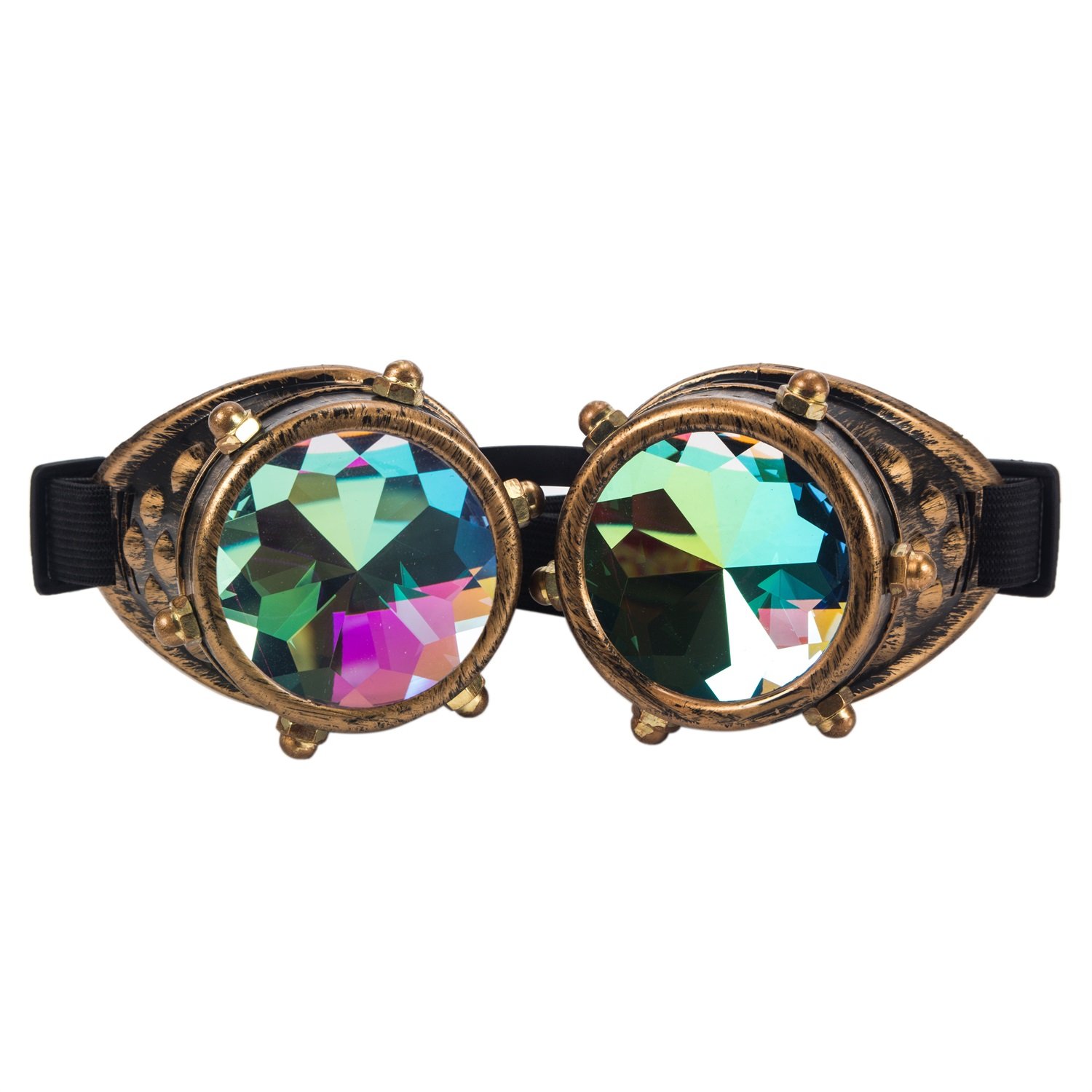 Kaleidoscope Rave Rainbow Crystal Lenses Vintage Goggles Glasses