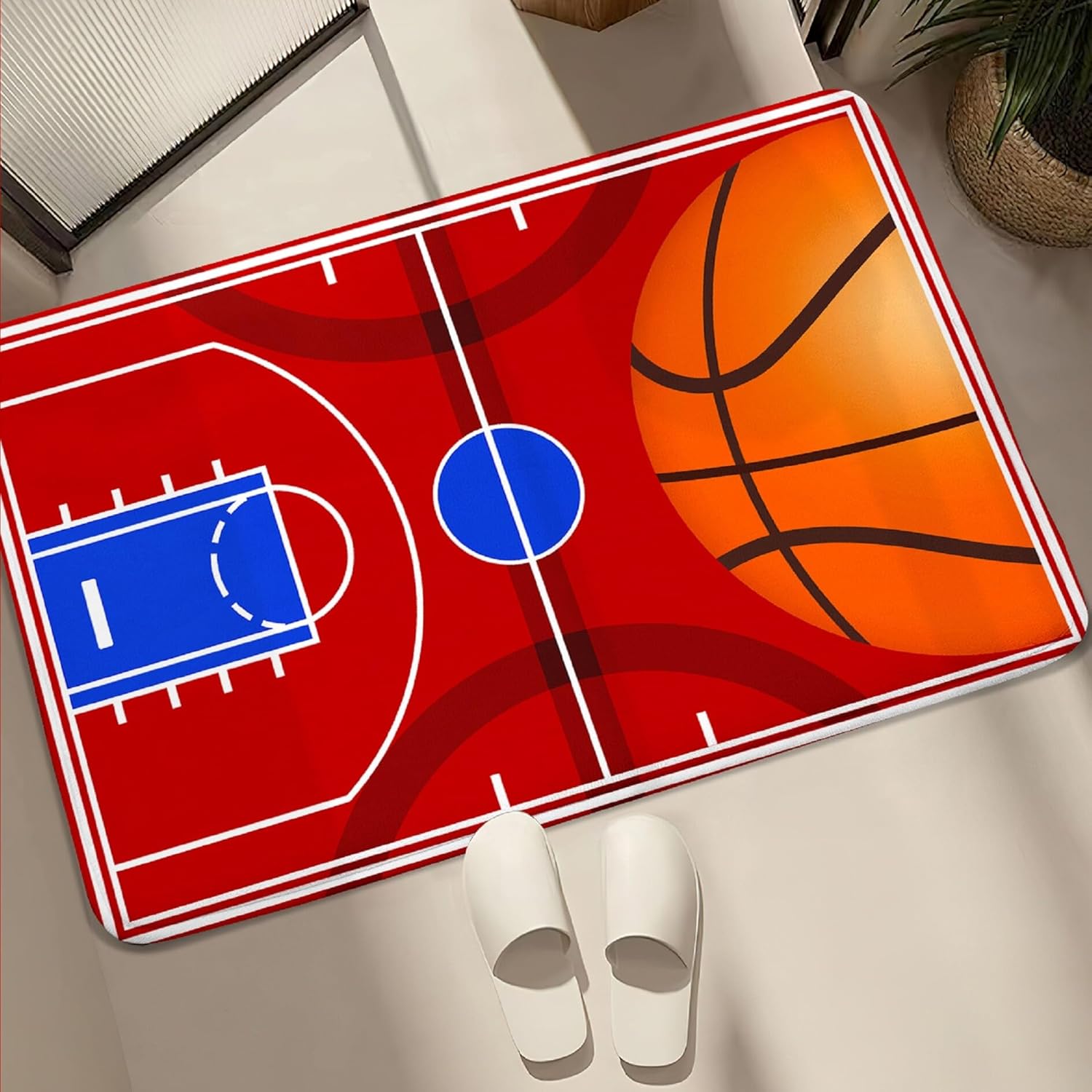 Basketball Rug for Boys Bedroom - Basketball Court Rug Sport Area Rugs Carpet for Kids Printed Basketball Court Decor Floor Mats, 2x3 Feet