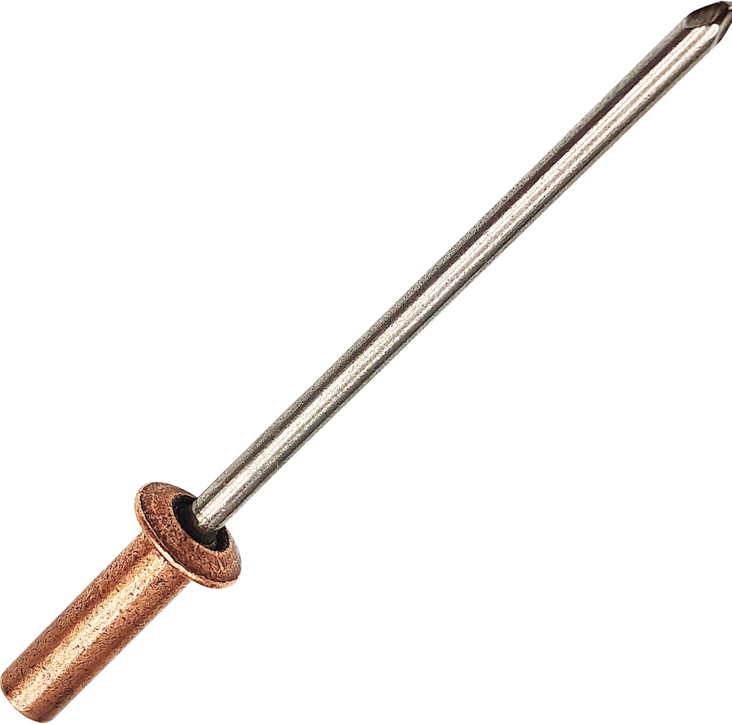 60Pcs Closed End Pop Rivets Kit, 1/8" x1/4,23/64",7/16" 3 Sizes (20 Each) - Copper Dome Head with Stainless Steel Mandrel, Sealed Blind Rivets (3.2x6.5,9,11mm)