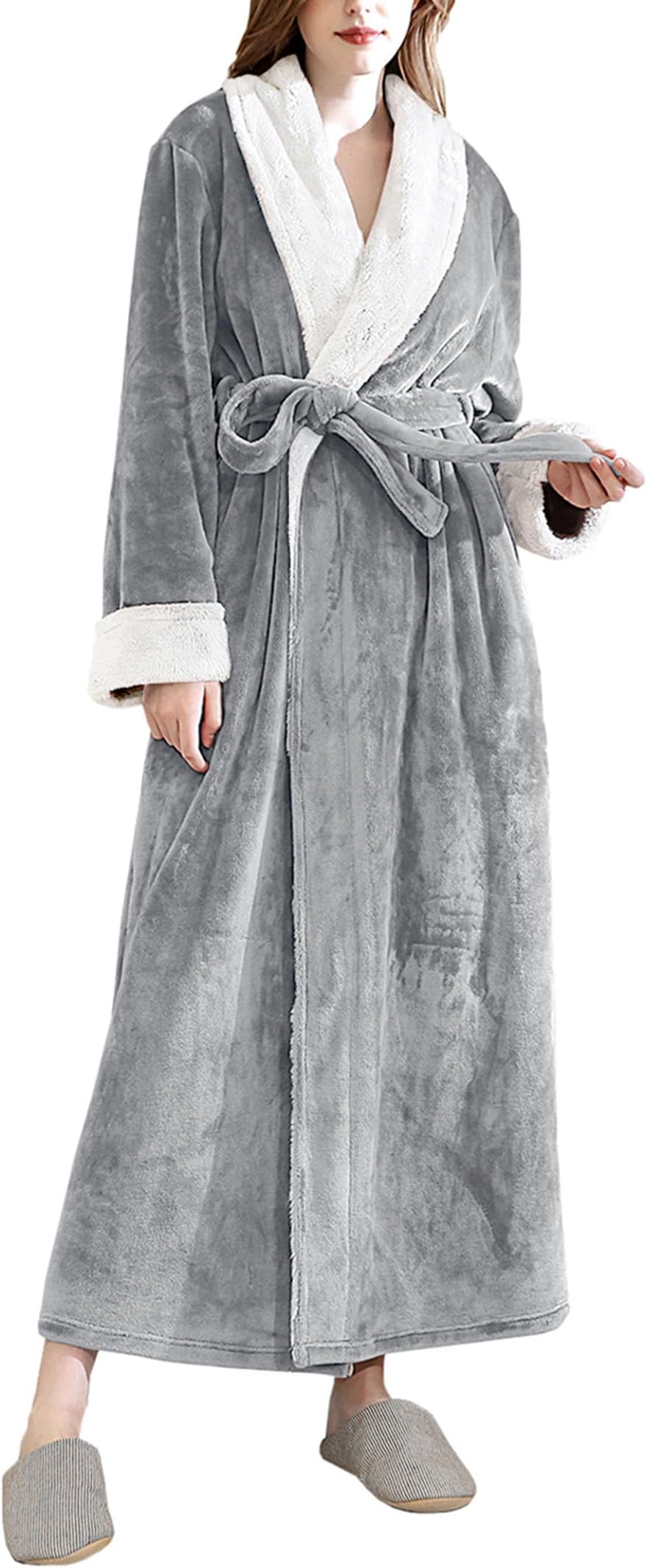 Women Long Robes Soft Fleece Winter Warm Housecoats Womens Bathrobe Sleepwear Pajamas…