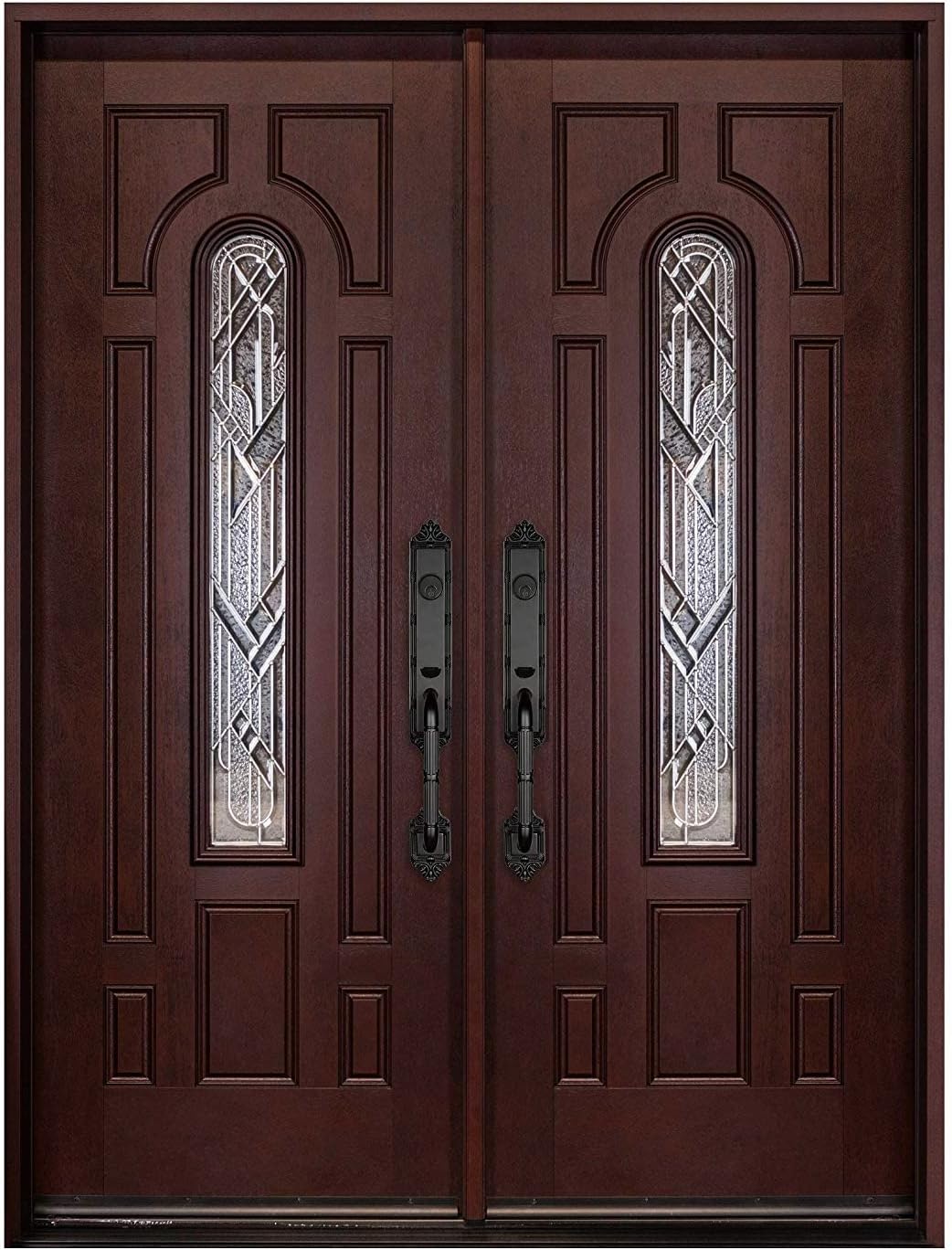 Front Door with Dual Sidelight FM280B Fiberglass Door (Left-Hand, Double Doors 36x36x80)