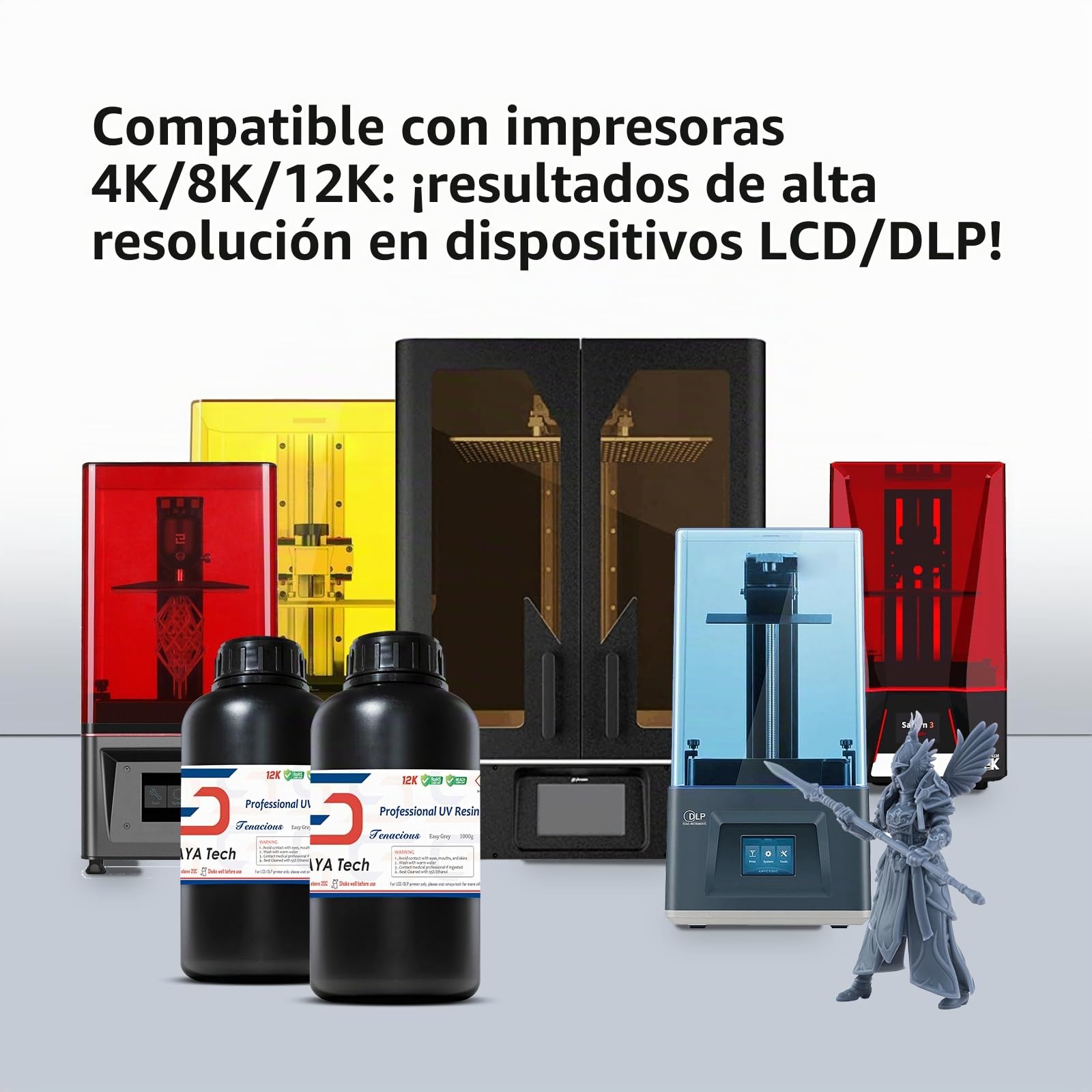 Siraya Tech Tenacious Easy Grey - Resina para Impresora 3D Flexible, 405 NM, Resistente a los Rayos UV, Alta Resistencia al Impacto y Alta tenacidad, 1 kg
