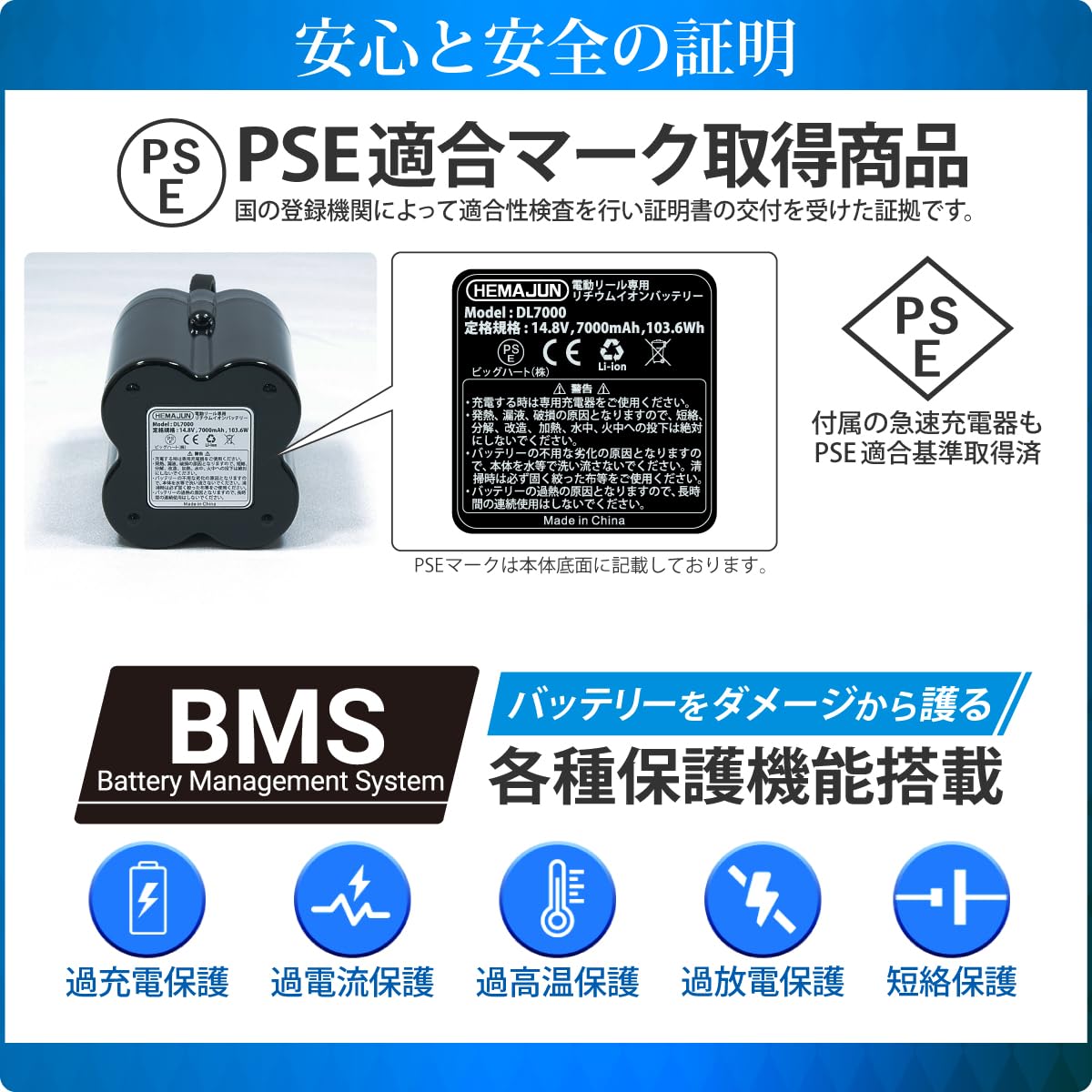 Amazon.co.jp: HEMAJUN（ヘマジュン）電動リール用バッテリー 7000mAh