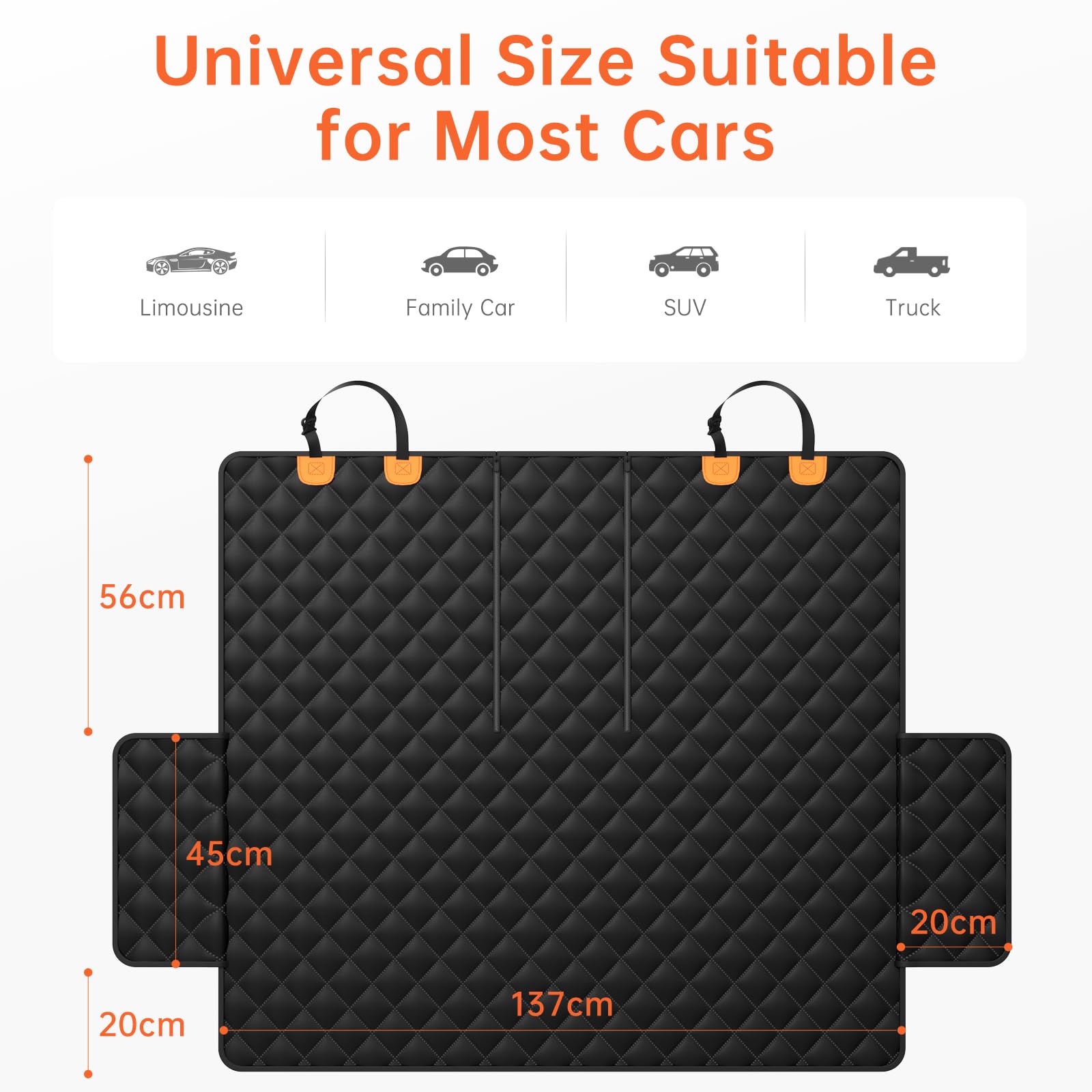 DPWEION Waterproof Dog Car Seat Cover,Non-slip% Scratch Proof Back Seat Covers for Dogs,Universal Fits Cars & SUVs Rear Seats(137cm×121cm) - 2
