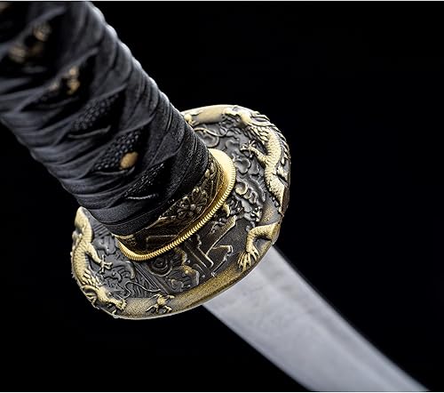 Miniatura 4 de Espada samurái japonesa Tanto de acero plegado de 21 pulgadas, mano de espiga completa, pequeña espada corta samurái para decoración del hogar y