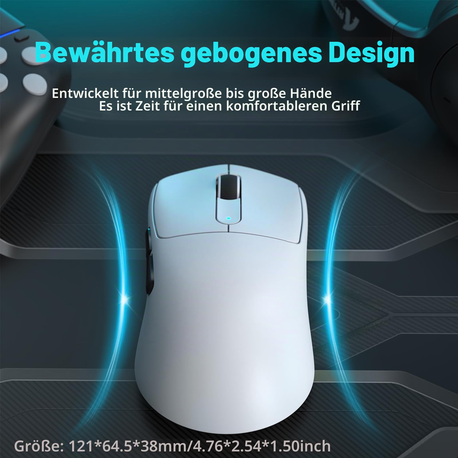 ATTACK SHARK V5 Kabellose Gaming Maus 53g, 20000 FPS, Optische Schalter, PAW3950MAX 42K DPI Sensor, 8KHz RGB Empfänger, Tri-Mode BT/2.4GHz/USB-C, 500mAh, Mittel- bis Große Hände (Weiß)