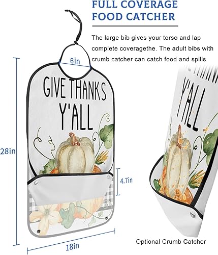 Miniatura 2 de Daleng Adult Bibs for Eating with Crumb Catcher Waterproof Adult Bibs for Elderly Women