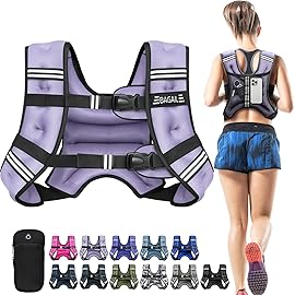BAGAIL Weighted Vest, 5lb/8lb/10lb/12lb/15lb/20lb/25lb/30lb Weight Vest for Walking & Weight Loss, Reflective Rucking Vest with Phone Pouch for Women & Men, Home Gym & Outdoor Training