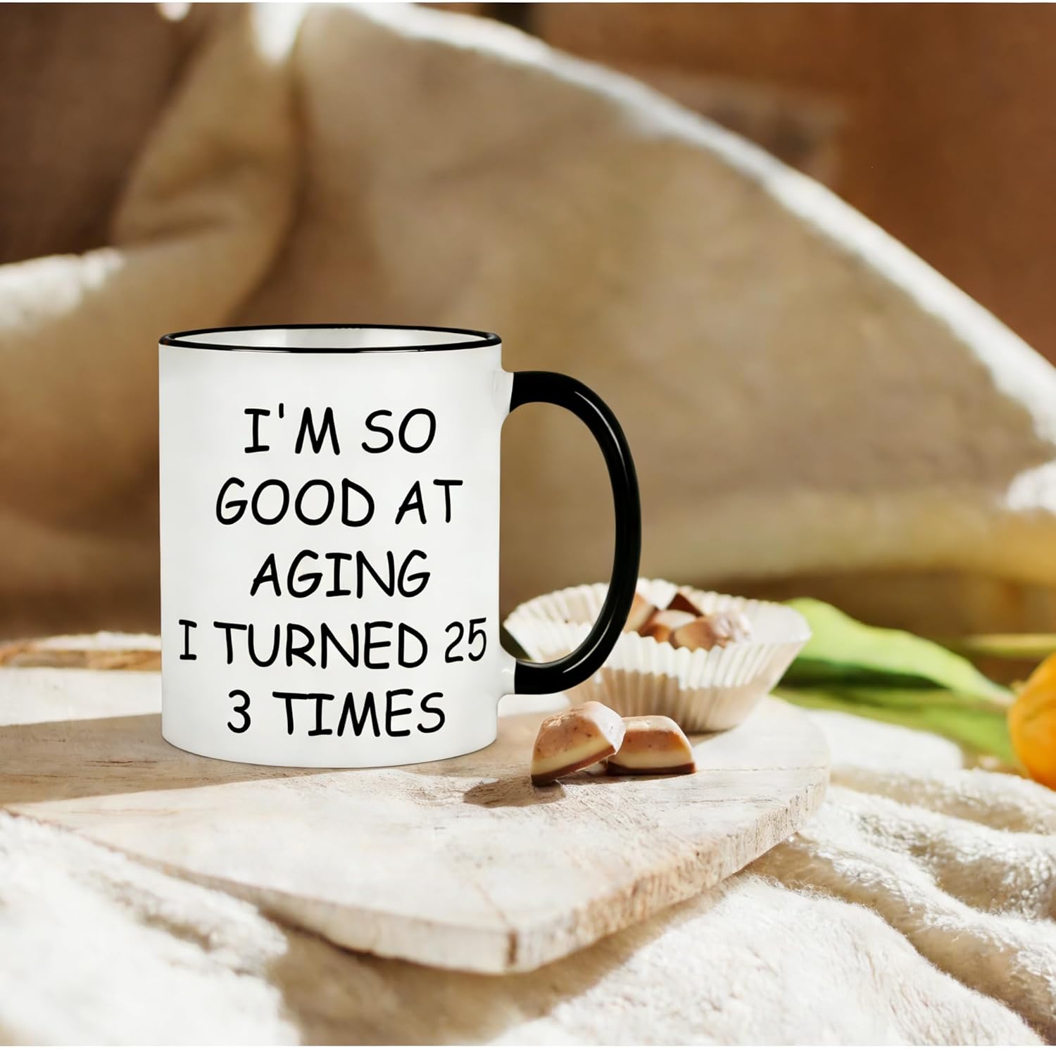 75th Birthday Gifts for Women Men, Funny Cool 75th Birthday Gifts for Mom Dad Sister Aunt Friends BFF Wife Coworkers, 75 Year Old Gift for Woman Men, Turned 25 3 Times Mug, 11 Oz - Image 8