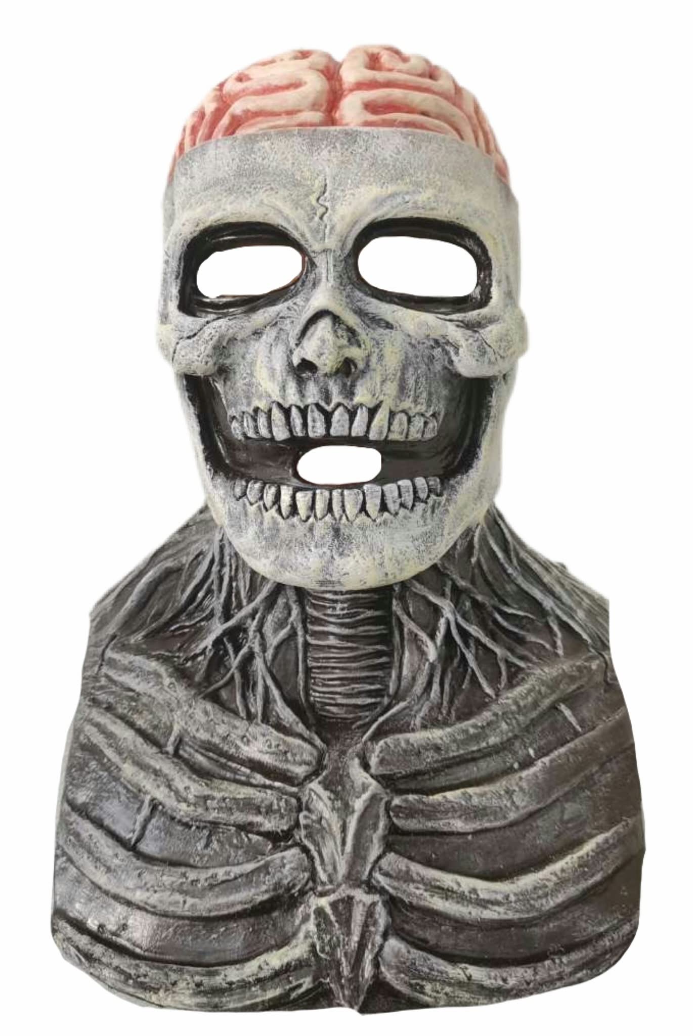 eBoutik  Adults Spooky Halloween Latex Skull & Exposed Brain Mask  Realistic Scary skull  Silicone Full Cover Head & Upper Body Cover  Cosplay or Fancy Dress - New for 2023