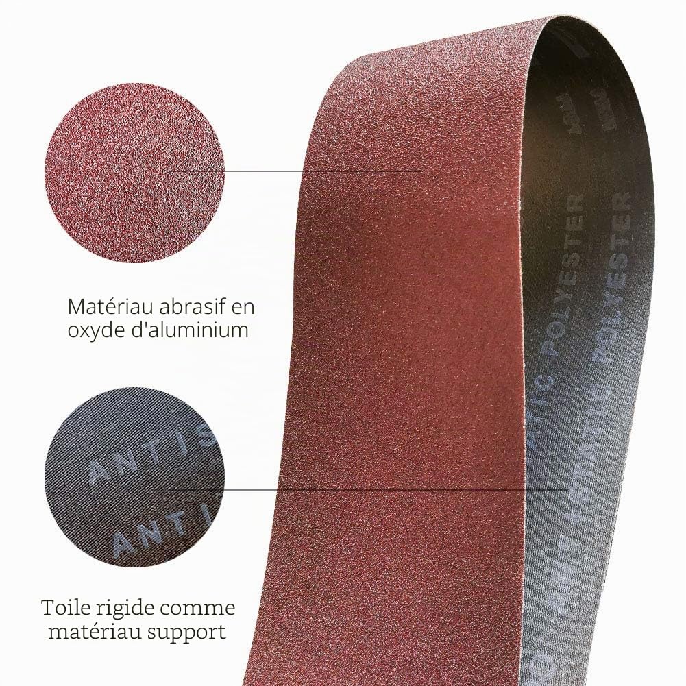Bande Abrasive 75 x 533mm Bande de Ponceuse Mixte 4 Grains 80/120/150 12 Pièces
