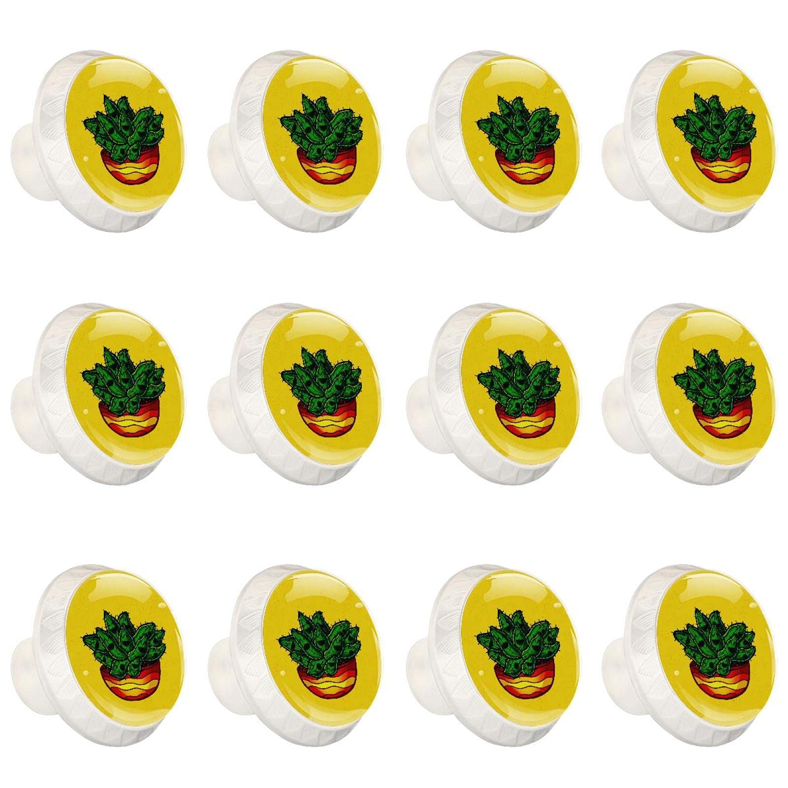 Poignées décoratives rondes jaune cactus boutons de tiroirs et placards