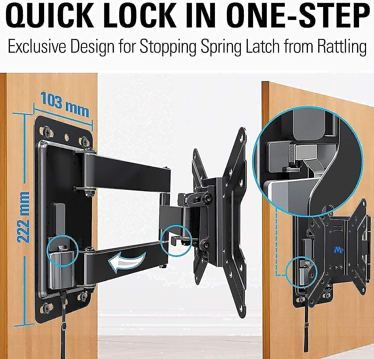 Mounting Dream MD2210 Lockable RV TV Mount for 17-43 inch TV, RV TV Wall Mount 200mm VESA 44 lbs. Loading and MD2209 Lockable RV TV Mount for 10-26 Inch Flat Screen TV, Camper Trailer RV TV Wall Mount