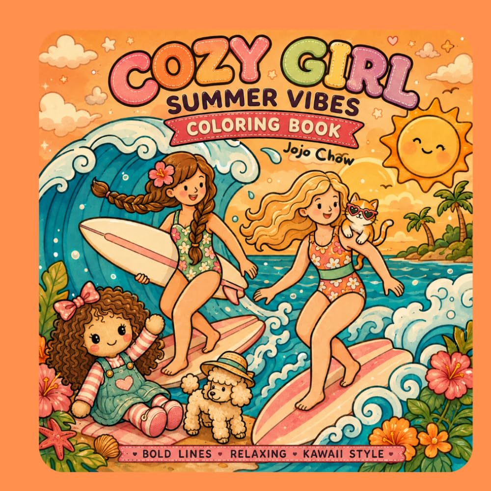 cozy girl summer vibes coloring book