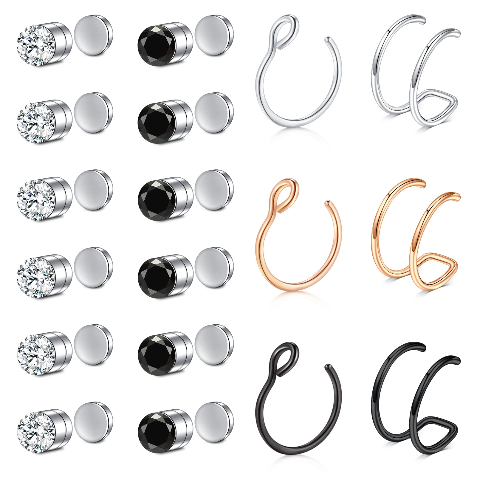 Rajnard Fake Nasenring Fake Nasenpiercing Nasenstecker Chirurgenstahl Fake Helix Tragus Piercing Faux Lip Labret Stud Fake Piercings Kein durchbohrter Schmuck für Frauen Männer