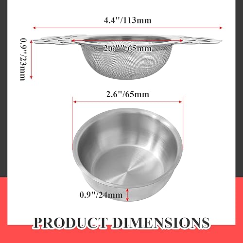 Miniatura 2 de Paquete de 2 cuencos coladores de té, filtro de té de hojas sueltas de acero inoxidable para boca de taza de 2.5 a 4 pulgadas, color plateado