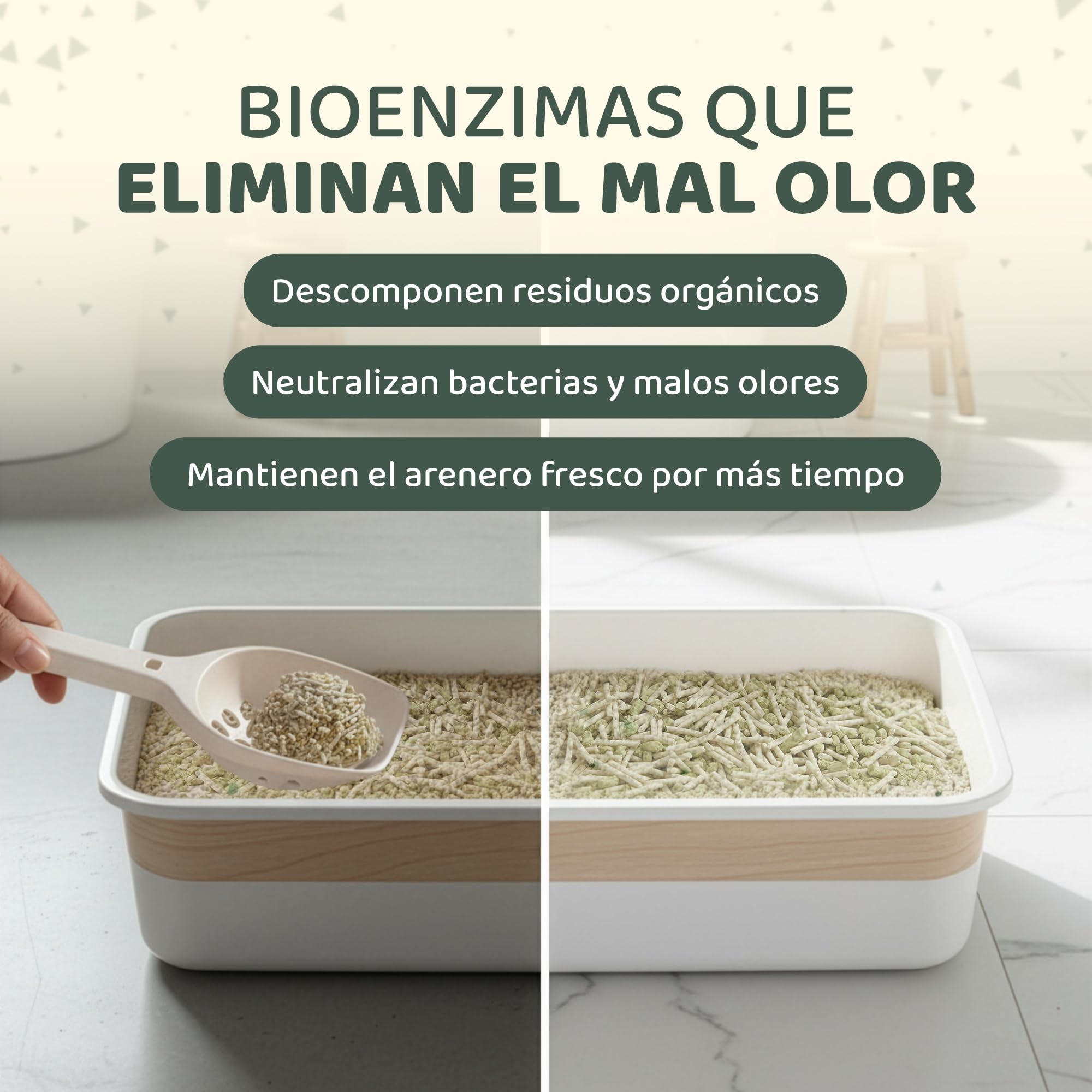 Arena de Tofu para Gatos con Indicador de pH - Pack 2 (5,6 kg) Mayor Duración | Detecta Problemas Urinarios, Sin Polvo, Aglomerante, Antiolor, Biodegradable - Mokato
