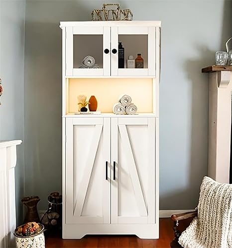 Miniatura 1 de Armário de Armazenamento Armário de Armazenamento con puertas de acrílico, 23.62 pulgadas con luz LED, organizador de almacenamiento para sala de