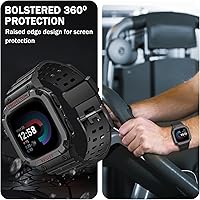 Vista 4 de Bandas Fintie con Estuche Compatible con Fitbit Versa 4/3/2/1/Versa Lite/Fitbit Sense 2/Sense, Estuche Protector con Correa Banda Deportiva Negro