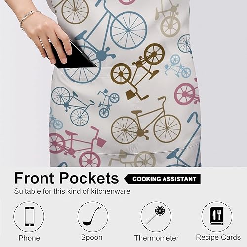 Miniatura 5 de Delantal de bicicleta para hombres y mujeres, babero ajustable con bolsillos, delantales de cocina para barbacoa, a granel