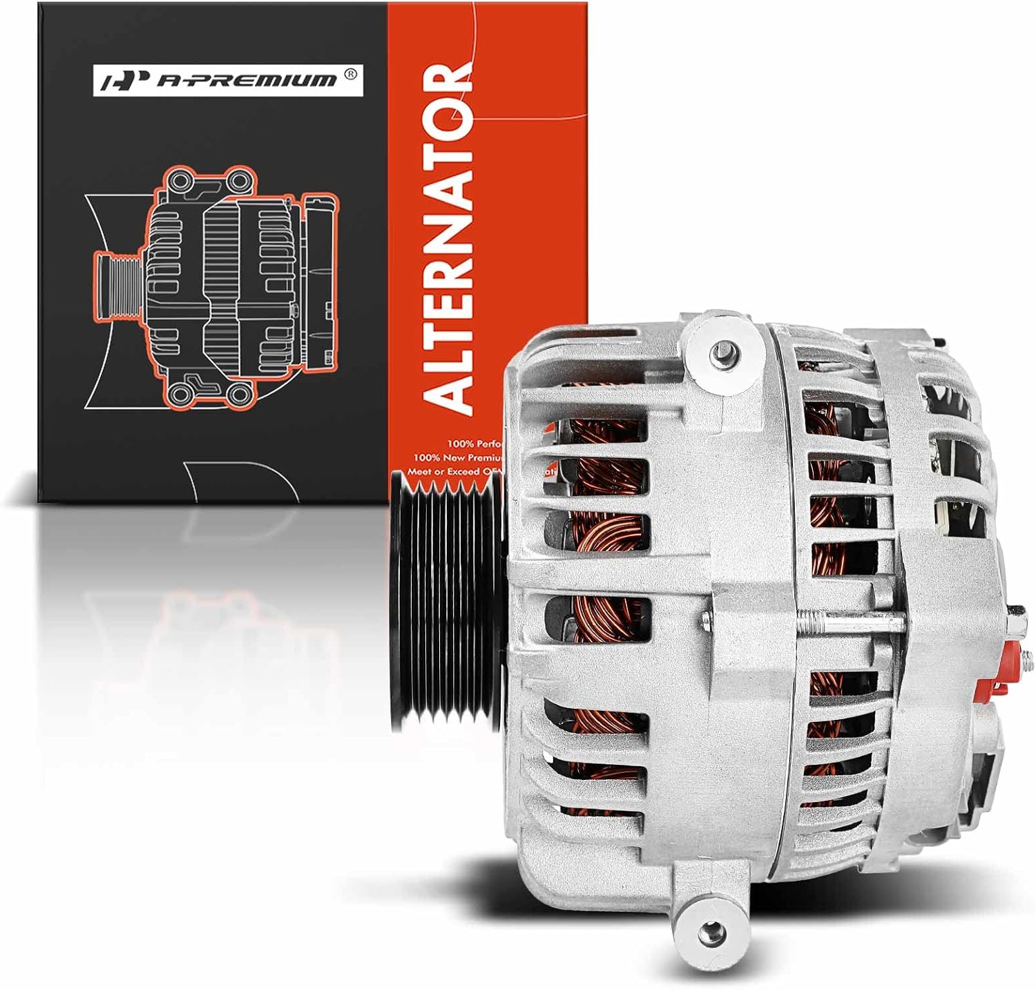 A-Premium Alternator Compatible with Ford E-150 E-250 E-350 E-450 Super Duty 04-08, E-150 E-350 Club Wagon 04-05, 12V 135Amp Clockwise 6-Groove Pulley, Replace# 7C2T-10300-AA, 7C2Z-10346-AA