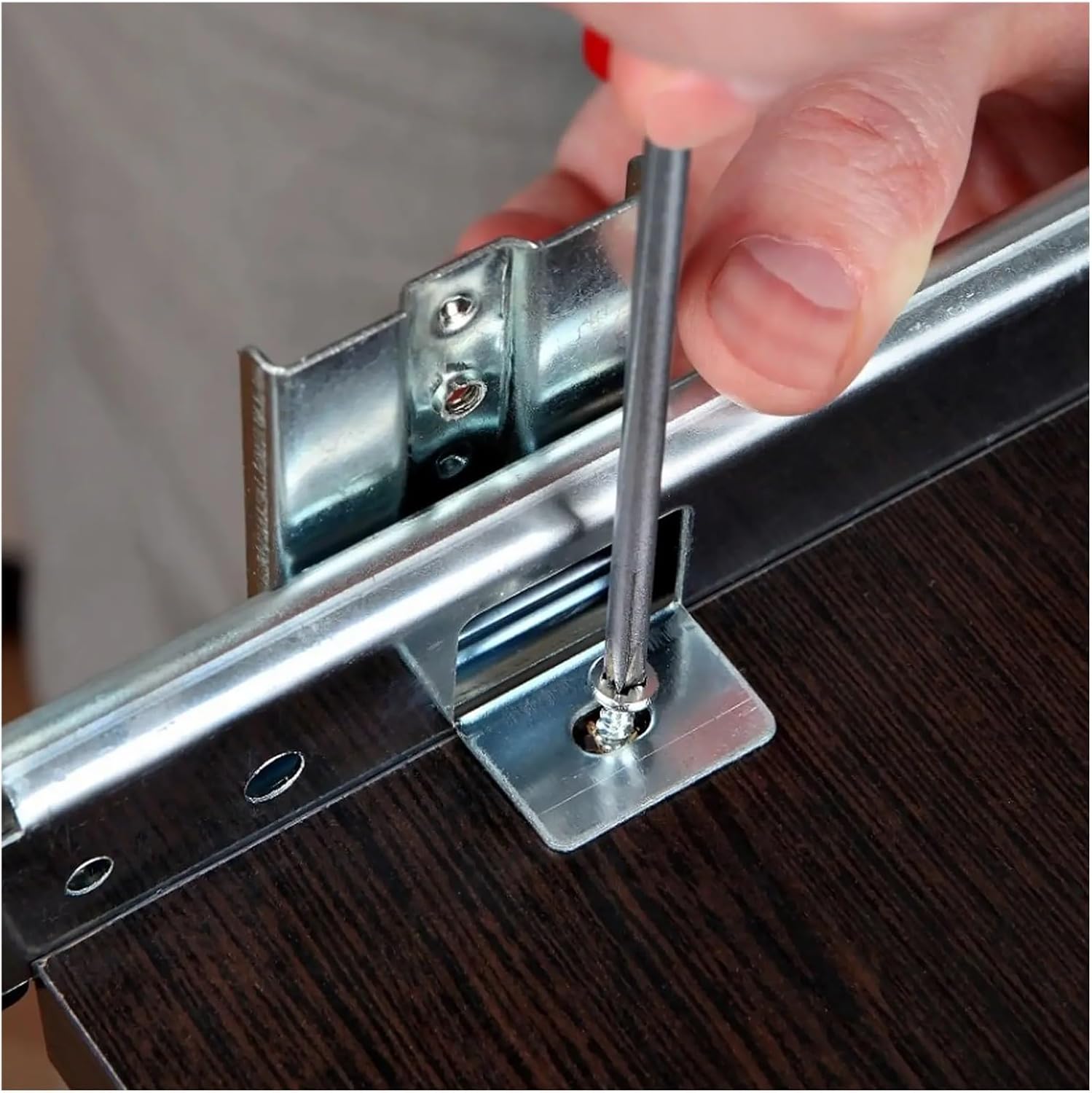 1 Pair Pull Out Drawer Hardware Track Tray Desk Rail Slide(Silver)
