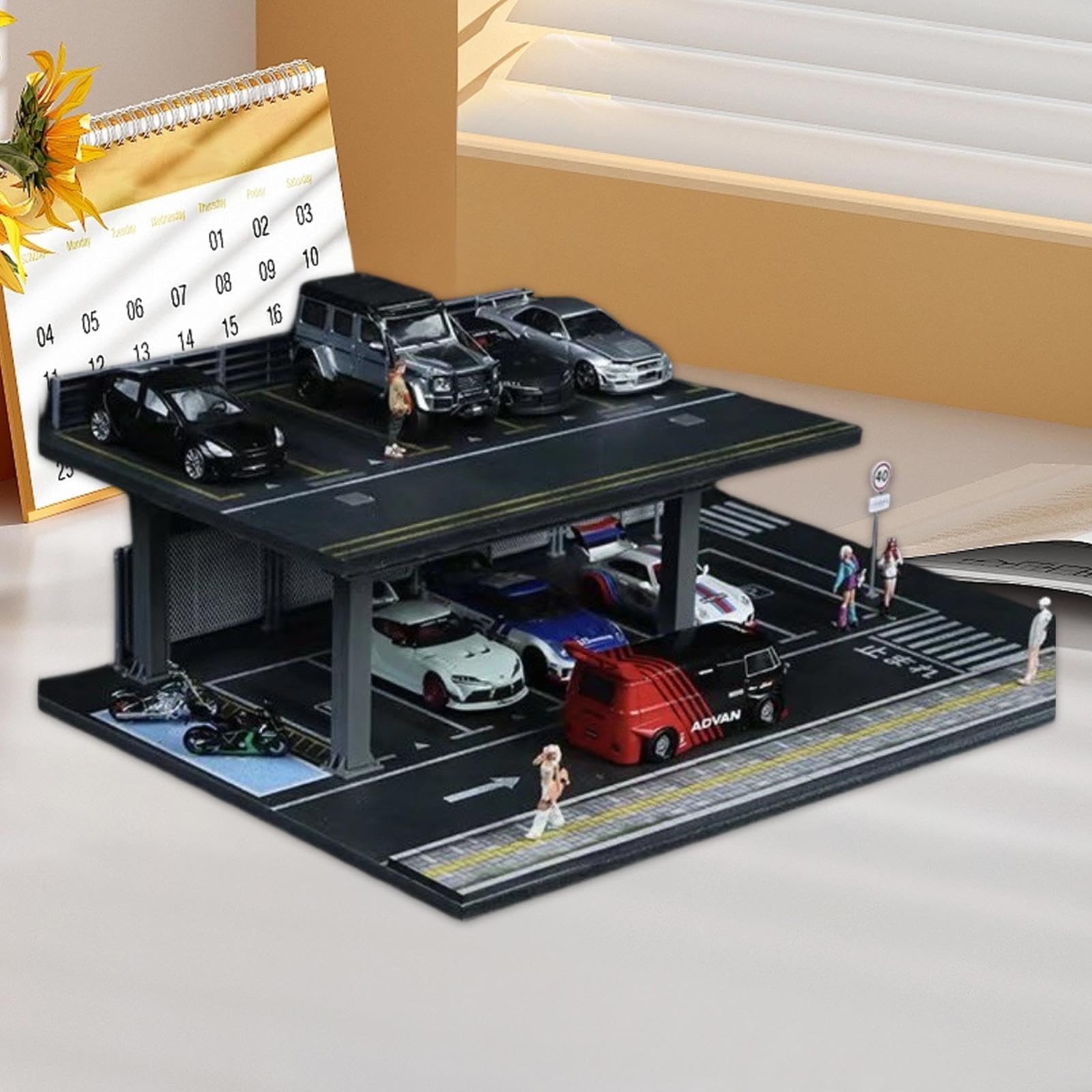 Organizador de exhibición de Modelos de automóviles a Escala 1/64, decoración para Diorama de estacionamiento, Altura 10 Cm