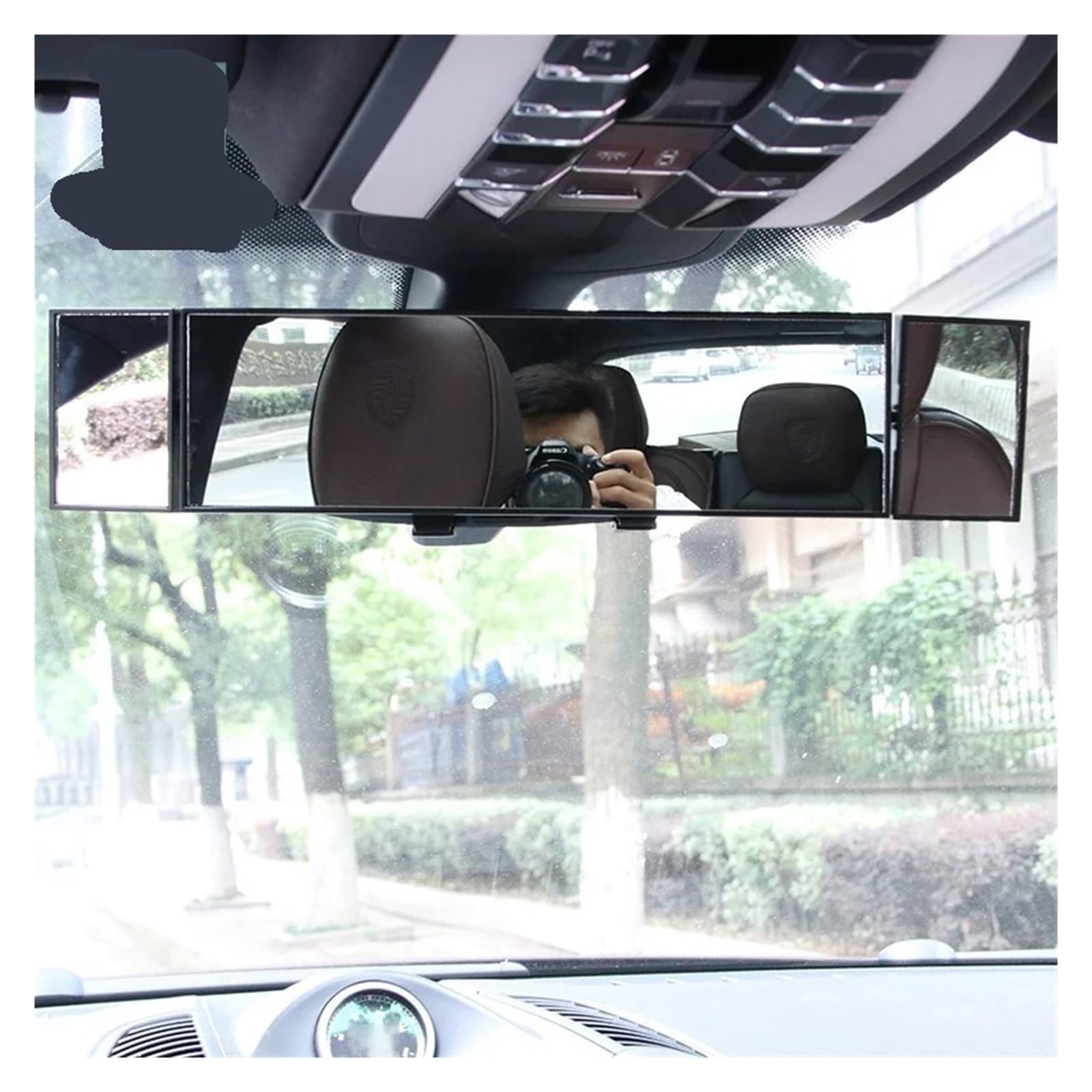 Rétroviseur Conduite Accompagnée Clip Intérieur Convexe De 285 Mm De Large Sur Le Rétroviseur Transparent