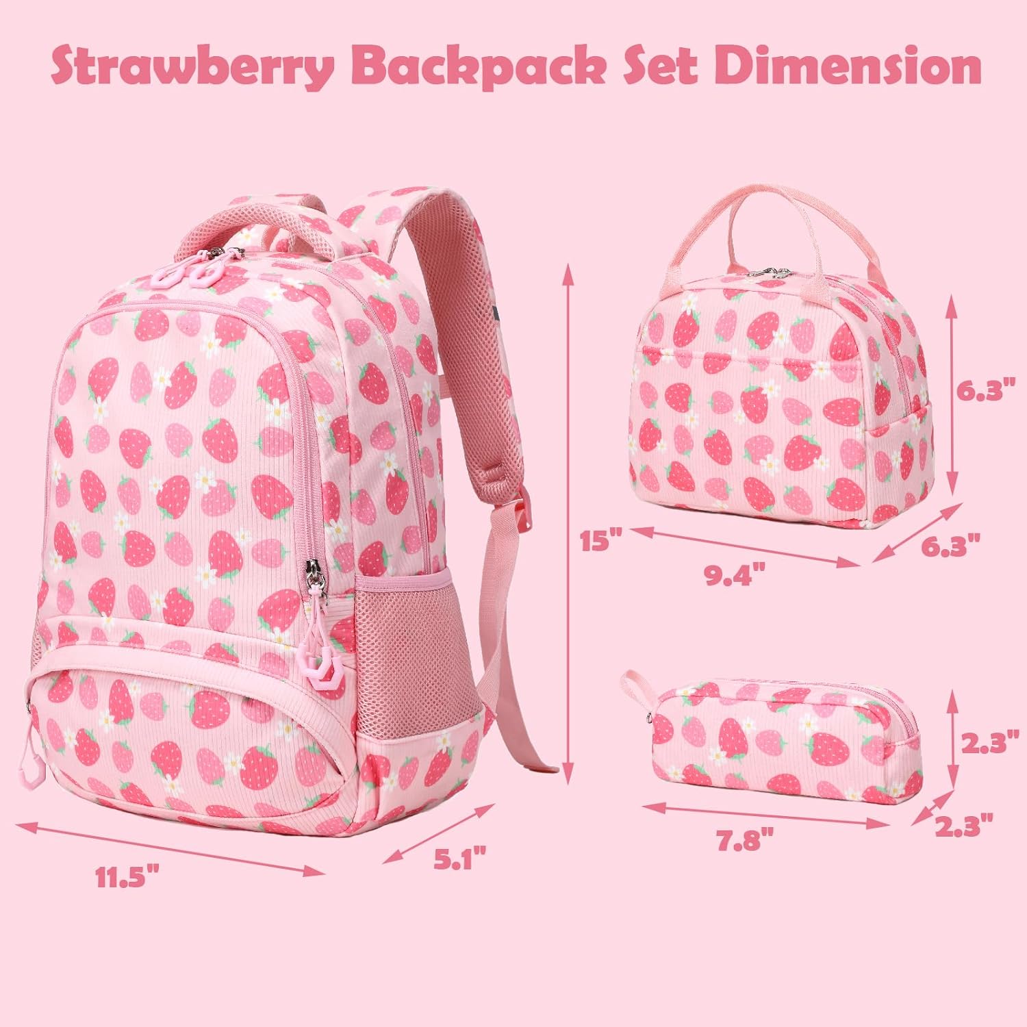 Kimwadalh School Backpack for Girls, Backpack with Lunch Box Pencil Case for Preschool Elementary High School Girls Boys