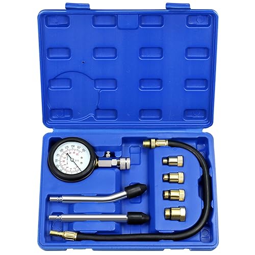 Probador de compresión de 0-300 PSI, herramienta automotriz, kit de prueba de presión del cilindro de motor de gasolina con adaptador de calibre M10