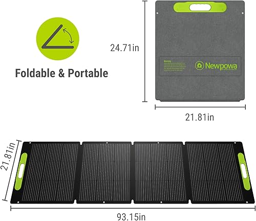 Miniatura 2 de Newpowa Kit de panel solar portátil de 200 W con funda de soporte ajustable, panel plegable de 200 vatios y 12 voltios+controlador MPPT de 20