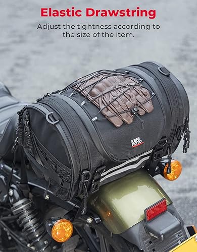 Miniatura 3 de KEMIMOTO Bolsas de Motocicleta 18-20L Expandibles para Cola de Motocicleta con Barra Sissy Resistente al Agua, Bolsa de Asiento Trasero Enrollable