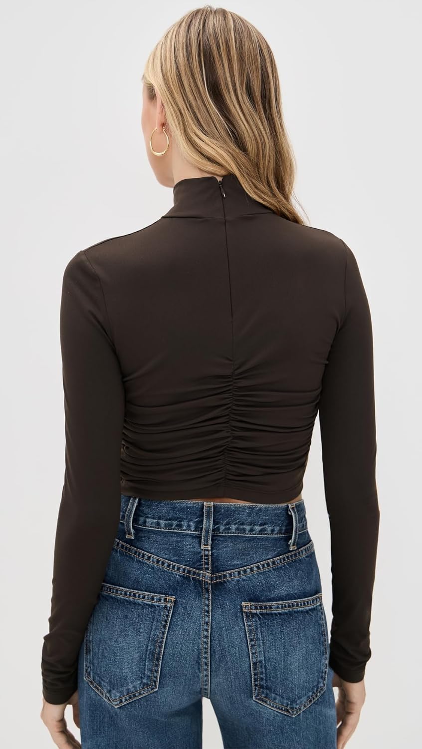 Susana Monaco Women's Mock Neck Gathered Top - Image 4