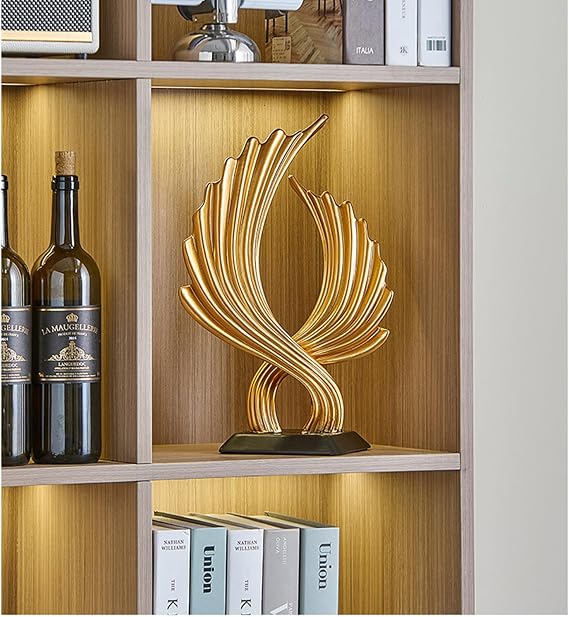 Modern Abstract deco sculpture, ocean waves craft decoration living room statues, for bedroom table decoration office flat sculptures deco, resin,White A [Energy Class A]