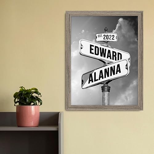 Miniatura 2 de Regalos personalizados para novio, novia, letrero de calle vintage, letrero de calle Crossroads, el mejor regalo para parejas, póster de lienzo con