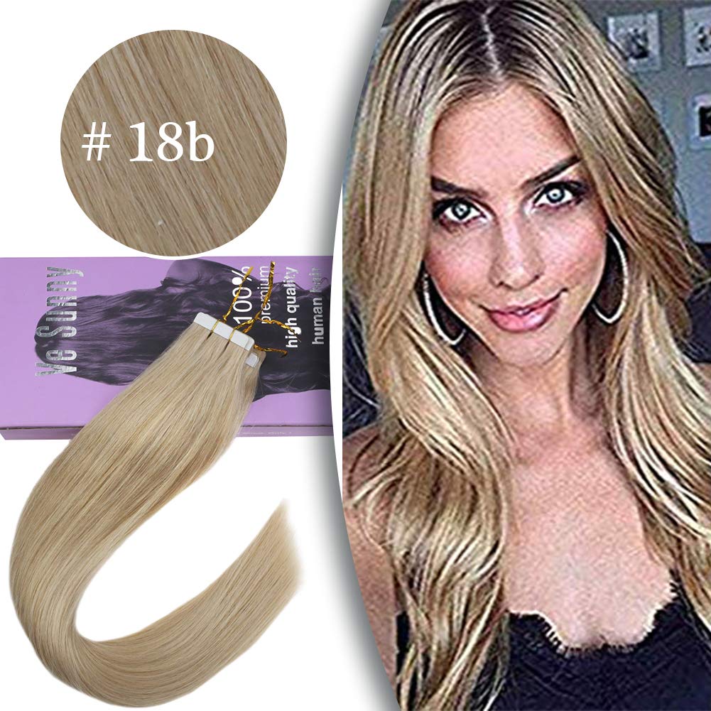 Vesunny Skin Weft Tape In Extensions Light Ash Blonde Human Hair With Highlights 20pcs 50g Remy Seamless Adhesive Hair Extensions Tape In Real Human Hair 14inch 18b Buy Online In Hong Kong At