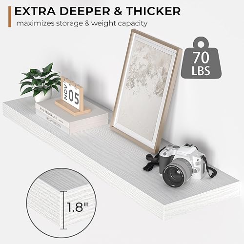 Miniatura 5 de Estantes flotantes Estante de pared de 10.3 pulgadas de profundidad para decoración y almacenamiento Estantería de exhibición montada en la pared