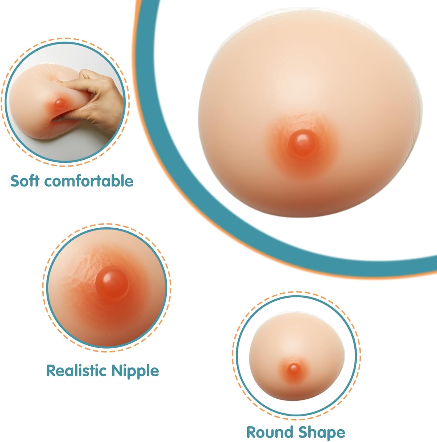 [KazeRyua] シリコン製乳房フォーム、女装・トランスジェンダー向け偽胸乳房切除プロテーゼ1組