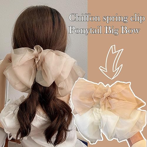 Miniatura 2 de LYDZTION 3 pasadores de pelo con lazo para niñas y mujeres, pinzas para el cabello entrelazadas, lazos grandes para el cabello, pinzas de metal para