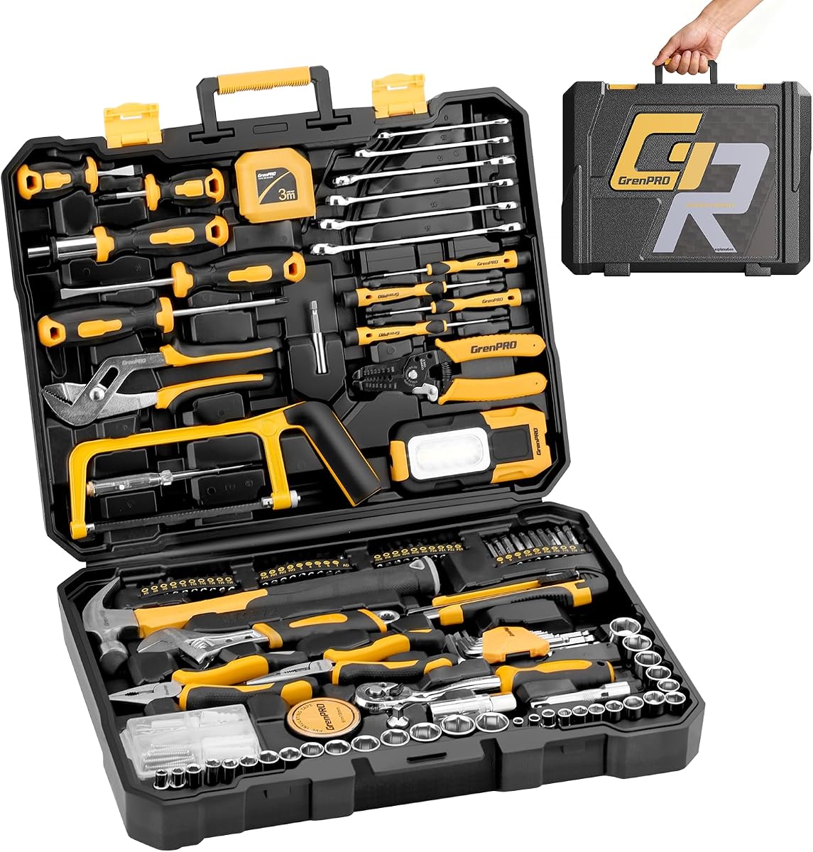GRENPRO 218PCS Basic Auto Hand Tool Set Household Repair Tool Box Kit