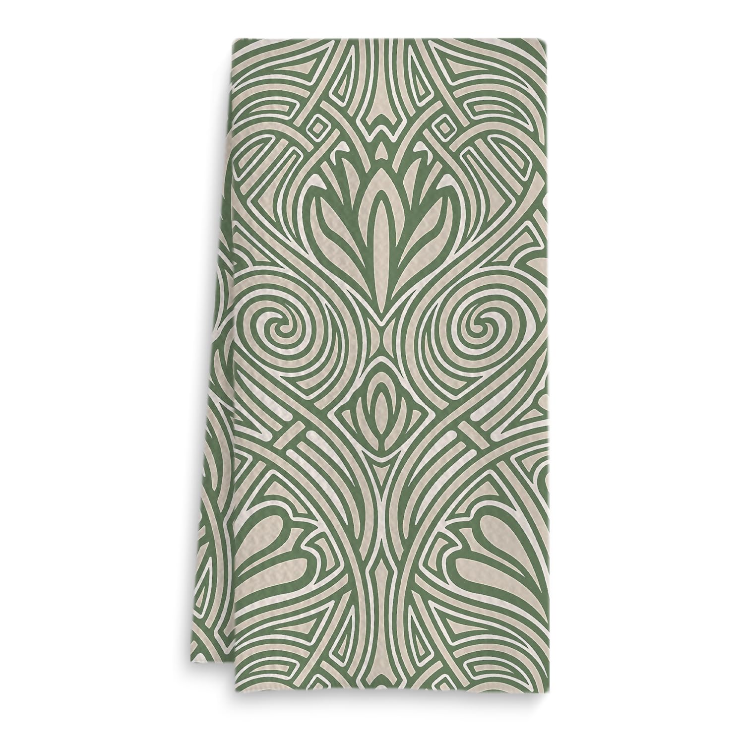 Fuasei Vintage Floral Kitchen Towels, Retro Green and Gold Italian Print Decorative Hand Towels for Bathroom, Neutral Floral Dish Towels, Neutral