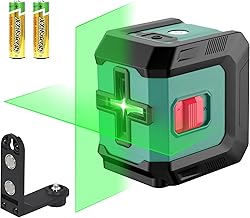HYCHIKA Laser Level 15M, Self-Leveling Green Laser with 3 Adjustable Brightness Levels, Laser Levels with Stand for Home Decoration, 2 AA Batteries