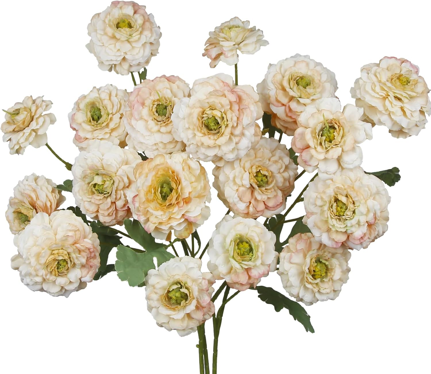 3 Pcs Artificial Flowers Spring Summer Champagne Zinnia Silk Flowers with Stems Zinnia Elegans Artificial Flowers for Outdoors Floral Arrangements Table Centerpieces Wedding Party Home Decor