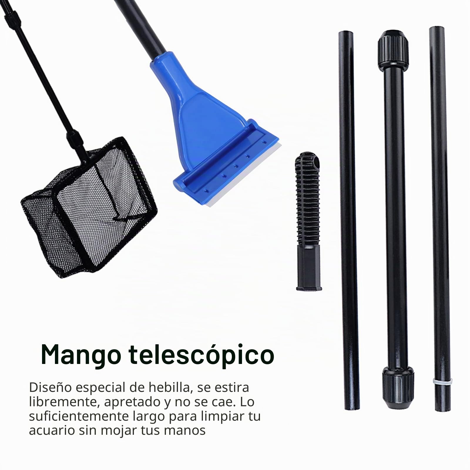 Coolty 9 en 1 Kit de Herramientas de Limpieza de acuarios rastrillo de Grava, rastrillo de Plantas, Esponja raspadora y Kit de Herramientas de Acuario de Acero Inoxidable