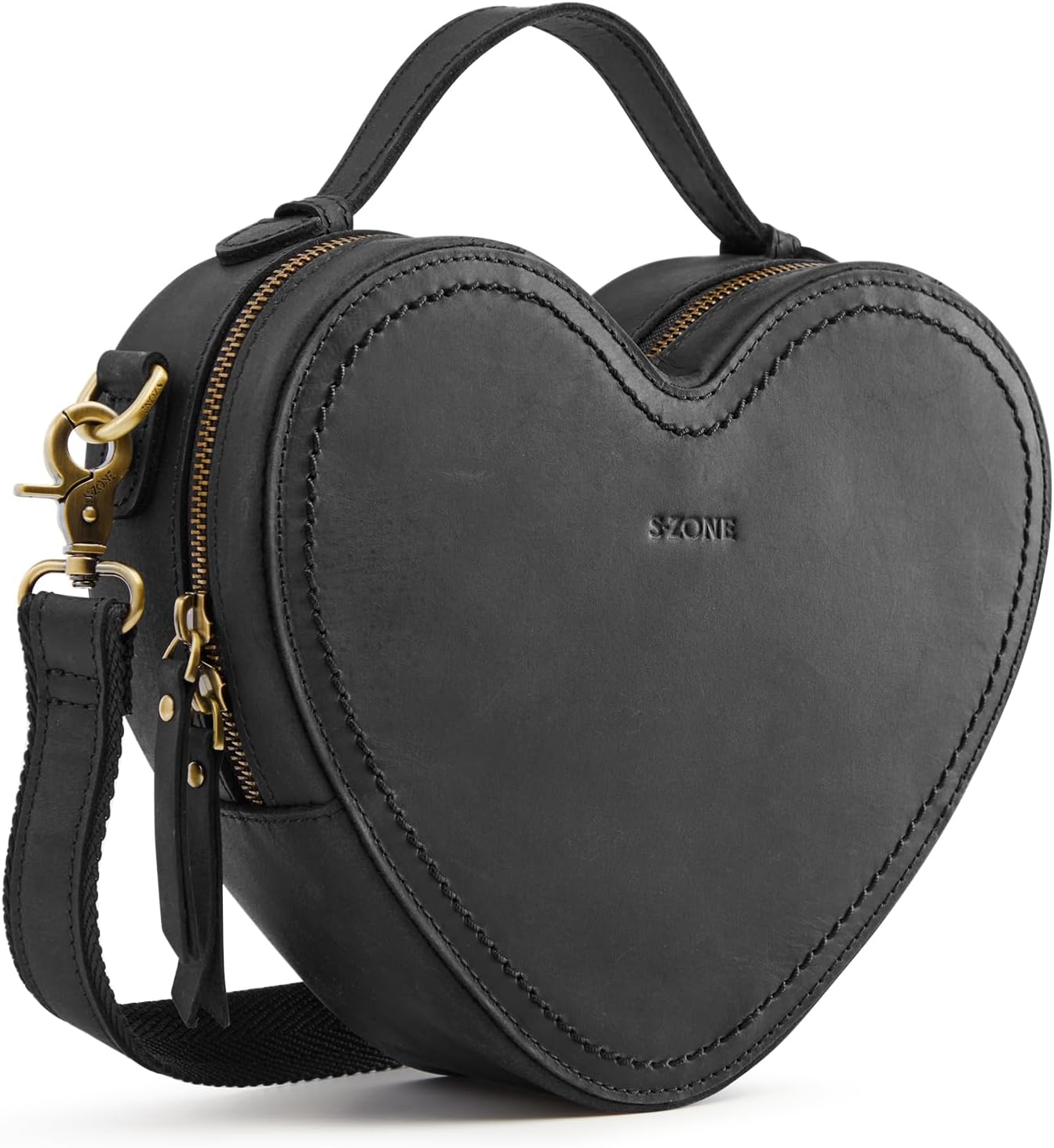 S-ZONE Leather Crossbody Bags for Women Heart Shaped Purse Small Designer Fashion Handbag with Adjustable Strap - Image 7